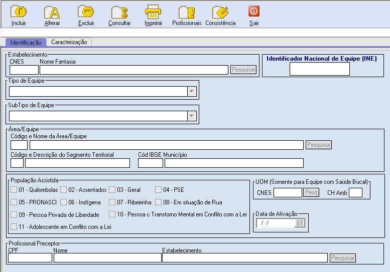 Tela Cadastro Equipes Identificacao - Sistema.JPG