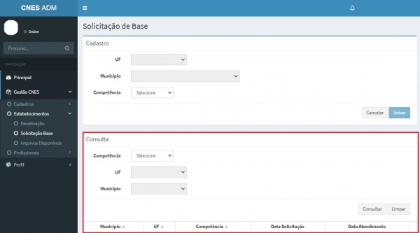 2. Tela Gestão CNES - Estab - Solicitação Base-Consulta.jpg